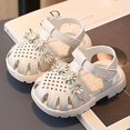 thumbnail image 4 of Quealent Sandals for Girls 2024 Summer Soft Infant Baby Girls Boys Sandals Summer Bowknot Shoes Soft Rubber Sole Dress Flats First Walker Shoes Beige,5, 4 of 5