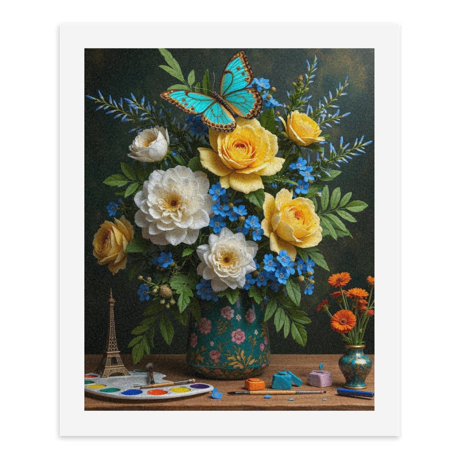 Paint By Numbers Kit for Adults Beginner - Artistic Floral Arrangement Butterfly DIY Canvas Painting Kits for Adults, Frameless Paint By Number for Adults for Home Wall Decor 16x20 Inch