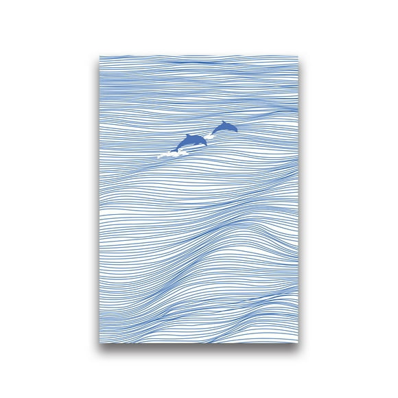 Waves Line Art Pictures Surfing Penguin Manta Dolphin Whale Prints Canvas Painting for Home Living Room Decoration50 x 70 cm (without frame),14