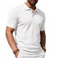 thumbnail image 3 of KLHDSF Men's Knit Polo Shirts Casual Short Sleeve Button Down Polo Shirt Classic Golf Shirts White XXXL, 3 of 7