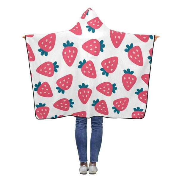ASHLEIGH Strawberry Fruit Wearable Hooded Blanket 40x50 inches Toddler