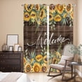 thumbnail image 3 of Kitchen Curtains 84 Inch Length 2 Panels, Sunflower Grommets Window Treatment Curtain, Yellow Summer Botanical Wooden Farmhouse Thermal Curtains Drapes for Living Room/Bathroom, 3 of 9