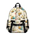 thumbnail image 3 of Excavator and Road Barrier Beige Pattern Cute School Backpack Bag for School with Padded Back and Adjustable Shoulder Straps 15.25"x11.5"x5.25", 3 of 5