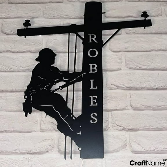 Craftnamesign Custom US Lineman Metal Wall Art LED Light, Lineman Metal Sign Wall Decor