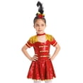 thumbnail image 3 of iiniim Girls Shiny Sequins Marching Band Uniform Leotard Dress for Party Performance Red 14, 3 of 7