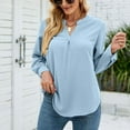 thumbnail image 5 of tklpehg Long Sleeve Shirts for Women Ladies Tops Long Sleeve Shirts Classic Solid Colors Comfortable Casual V-Neck Lightweight Loose Fit Blouse Pullover Shirts Sky Blue XXL, 5 of 8