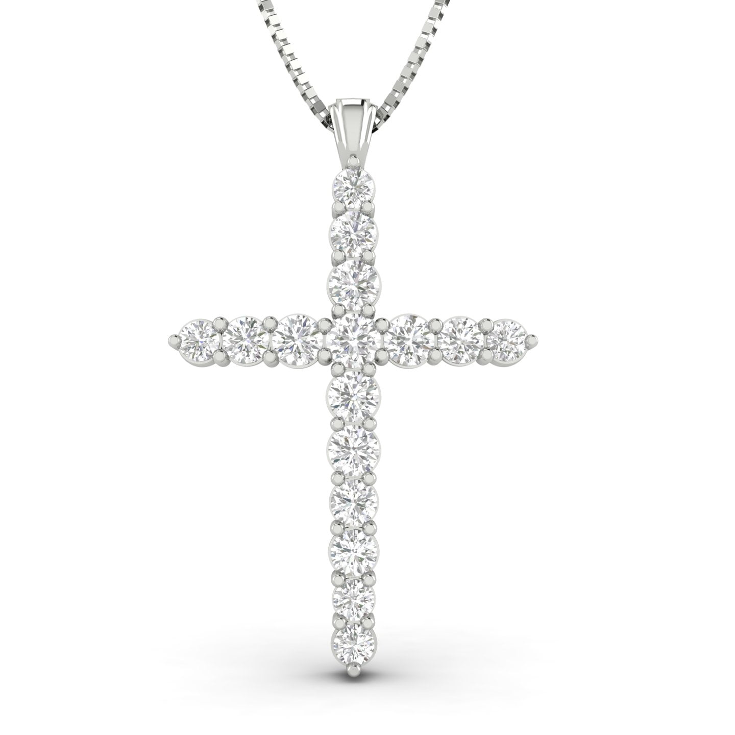 0.17 ct Round Cut Diamond Sideways Cross 14k White Gold Pendant & Chain Necklace 