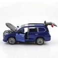 thumbnail image 1 of Réplica de coche de juguete todoterreno a escala 1/36, metal fundido a presión, juguete para niño, cuatro puertas que se pueden abrir y función de retroceso.,lei azul, 1 of 7