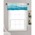 thumbnail image 3 of Blue Waves Abstract Kitchen Valances for Windows Farmhouse Linen Window Valance Curtain for Living Room Window Treatment Modern Water Ripple Striped Valance Rod Pocket Topper Drape, 42 x 18 Inch, 3 of 6