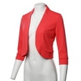 thumbnail image 4 of FashionOutfit Women's Solid 3/4 Sleeves Open Front Bolero Jacket Shrug - Made In USA, 4 of 4
