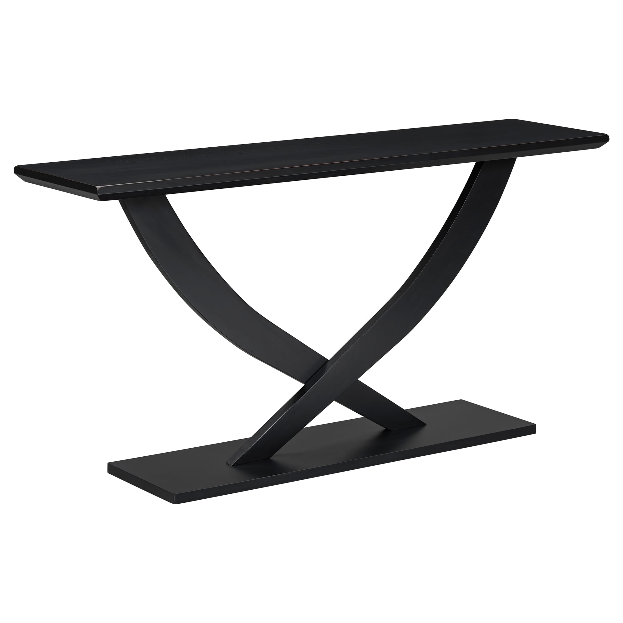 EUROCO 57" Longer Console Table, Rustic Entryway Table with Solid Wood Cross-Leg,Narrow Wood Sofa Table Foyer Table for Entrance, Living Room,Black
