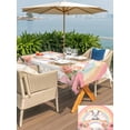 thumbnail image 5 of Outdoor Tablecloths with Umbrella Hole & Zipper, Pink Elephants Rectangle Tablecloth 52x70 Inch, Cute Rainbow Spring Floral Botanical Waterproof Table Cloth, Patio/Pool/Picnic Table Covers, 5 of 8
