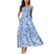 thumbnail image 2 of Vestidos de playa bohemios de verano INSPIRE CHIC con escote cuadrado, sin mangas, con volantes, florales y fluidos S Azul, 2 of 6