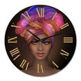 thumbnail image 2 of Designart 'African American Woman With Turban Vi' Modern Wall Clock, 2 of 5