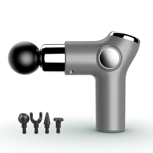 Mini Masajeador de fascia eléctrico USB Recargable Portátil Portátil Músculo Músculo Masaje de Músculo Fitness Brazo Cuerpo con 4 cabezas Gris seitruly CE001400-02B