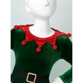 thumbnail image 5 of TiaoBug Girls Christmas Santa Claus Cosplay Costume Long Sleeve Clown Collar A Line Dance Tutu Dress Green 3-4, 5 of 7