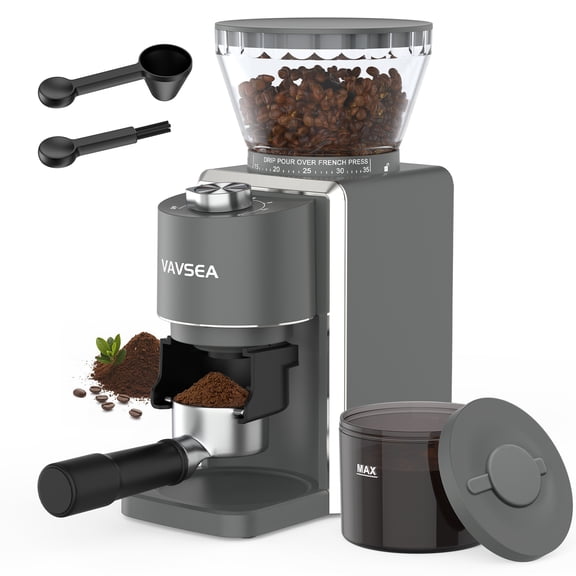 VAVSEA Conical Burr Coffee Grinder 35 Grind Settings, Electric Bean Coffee Grinder for Espresso, Drip, Pour over, Cold Brew, French Press, Matte Gray