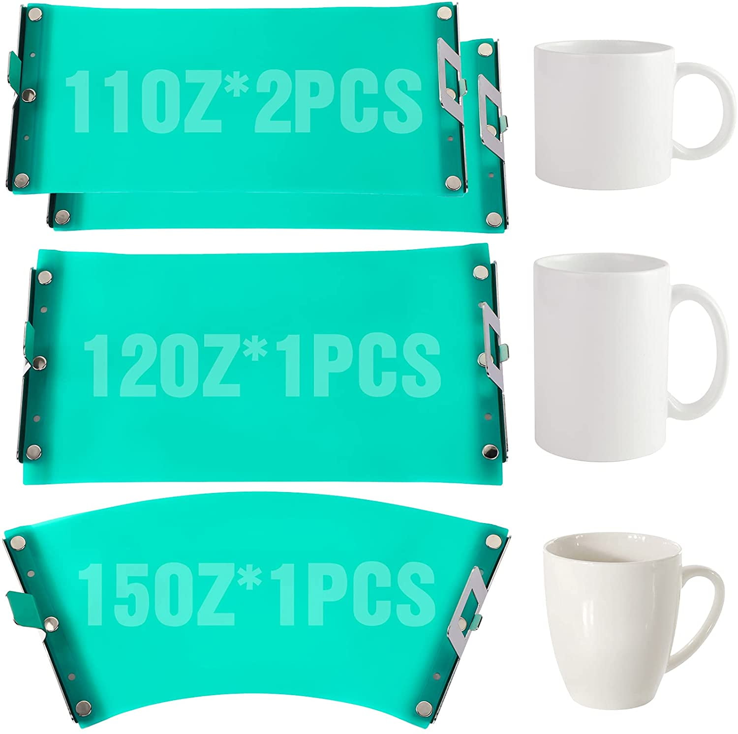 2pcs 12OZ Sublimation Silicone Mug Wrap Cup Clamps for 12OZ Conical Mugs 