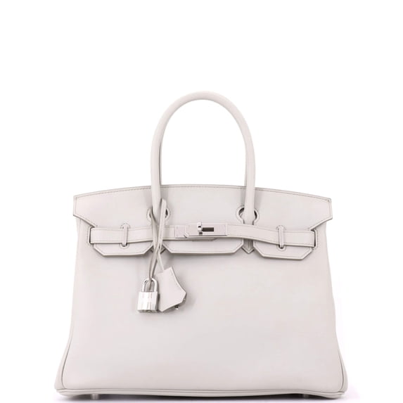 Pre-Owned Birkin Handbag Light Swift with Palladium Hardware 30 By Rebag