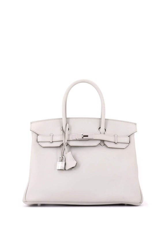 Pre-Owned Birkin Handbag Light Swift with Palladium Hardware 30 By Rebag