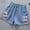 A40 Blue, variant on Girls Denim Shorts Elastic Waist Casual Jean Shorts with Cute Floral Embroidery Details Breathable Comfortable Bottoms for Summer Beach Vacation Holiday and Daily Wear Kids Clothes