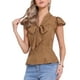 thumbnail image 4 of Blusa de mujer INSPIRE CHIC con lunares, cuello con lazo, mangas acampanadas, top para el trabajo, talla XL, color marrón, 4 of 6