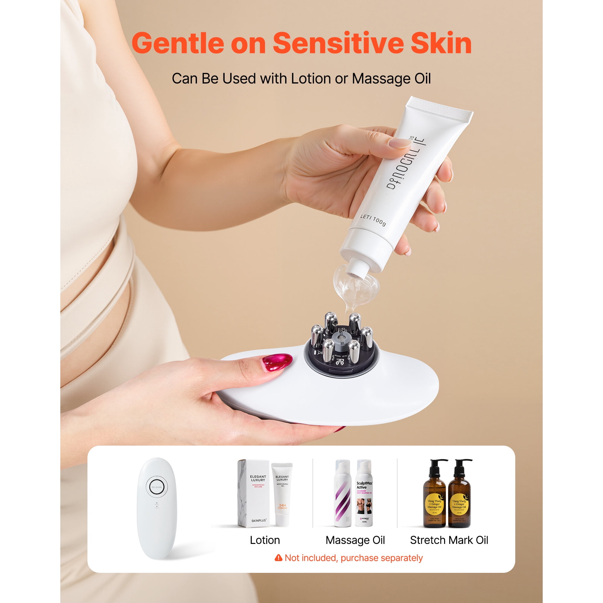 KFFKFF 3-in-1 Body Contouring Device, Electric Cellulite Massager with Adjustable Modes, Skin Firming Therapy Tool, 60-Min Wireless Operation for Back, Abdomen, Waist, Arms, and Legs