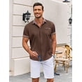 thumbnail image 4 of COOFANDY Mens Dress Shirts Casual Button Down Plaid Shirt Short Sleeve Summer Shirts, 4 of 6