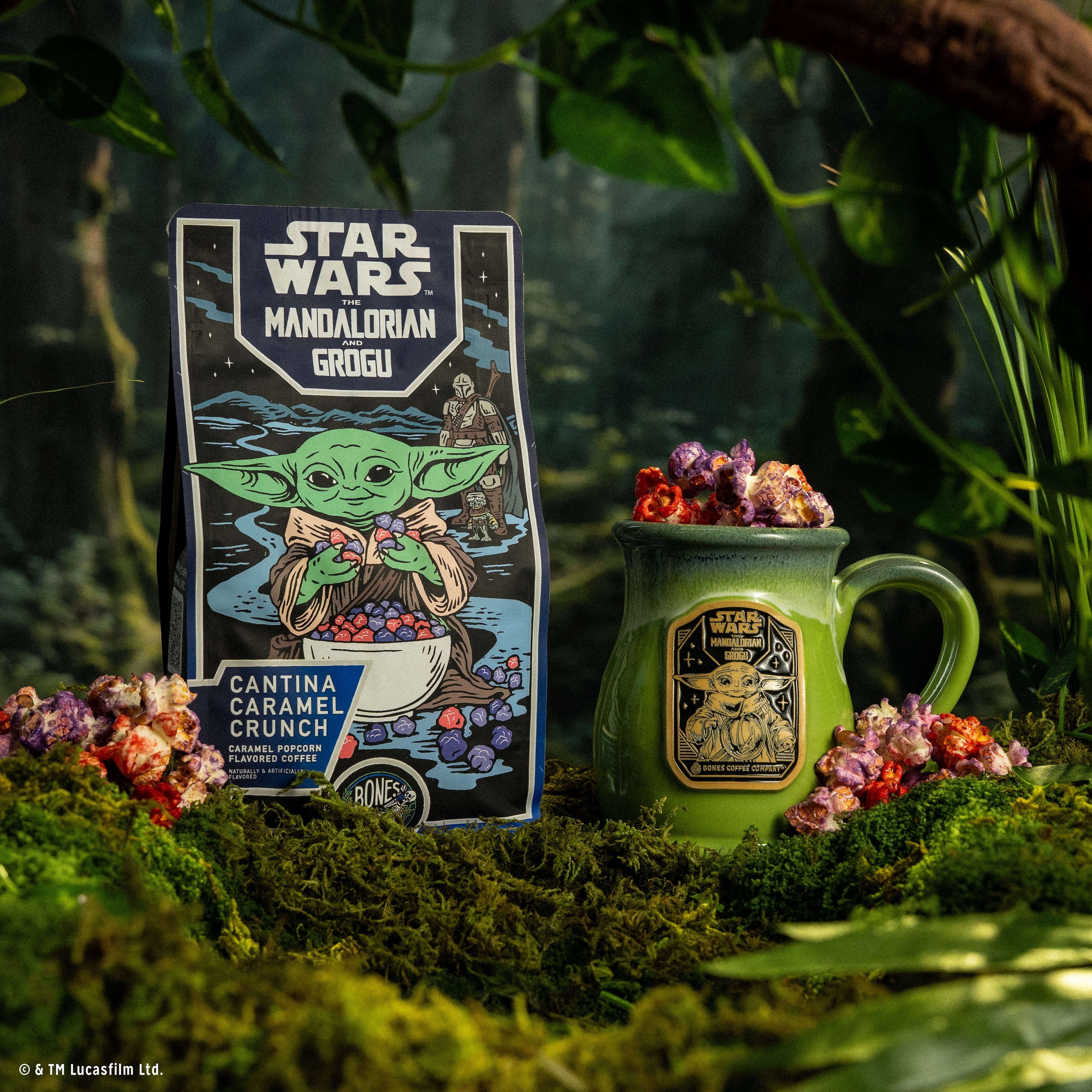 Bones Coffee Cantina Caramel Crunch Flavored Medium Roast Ground Coffee Star Wars Mandalorian & Grogu, 12 oz Bag