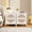 White Set of 2, variant on LFGUIZO 21" High Set of 2 Black Rattan Nightstands with 2 Storage Drawers Modern End Tables with Arched Cane Doors & Metal Base for Bedroom Black