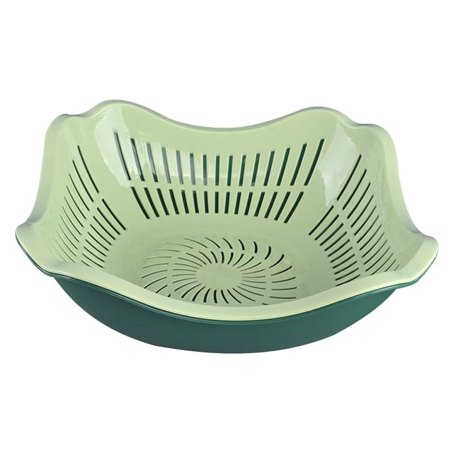 Amzcrzy Home and Kitchen Household Double-Layer Basket Fruit and Vegetable Kitchen Washbasin Fruit Storage With Cover Multi-Functional Plastic Basin Multifunctional Basin Apartment Essentials