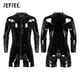 thumbnail image 2 of Leotardo de charol Wetlook para hombre, mono de látex con cuello simulado y cremallera, mono de manga larga para fiesta, club nocturno, espectáculo, ropa para discoteca, 2 of 5