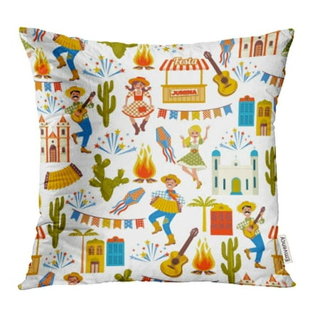 Cmfun Brazilian Latin American Holiday The June Party Of Brazil Flat With Symbolism Pillow Case Pillow Cover 20x20 Inch Throw Pillow Covers - 