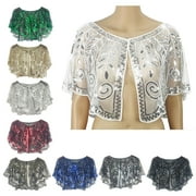 Aellinatey Women's Glittering Shawl Sequins Bridal Shawl Fringed Evening Wrap Shawls