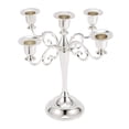 thumbnail image 3 of Candelabro de metal retro de 10" de alto de colorfulland, candelabro para bodas Plata, 3 of 9