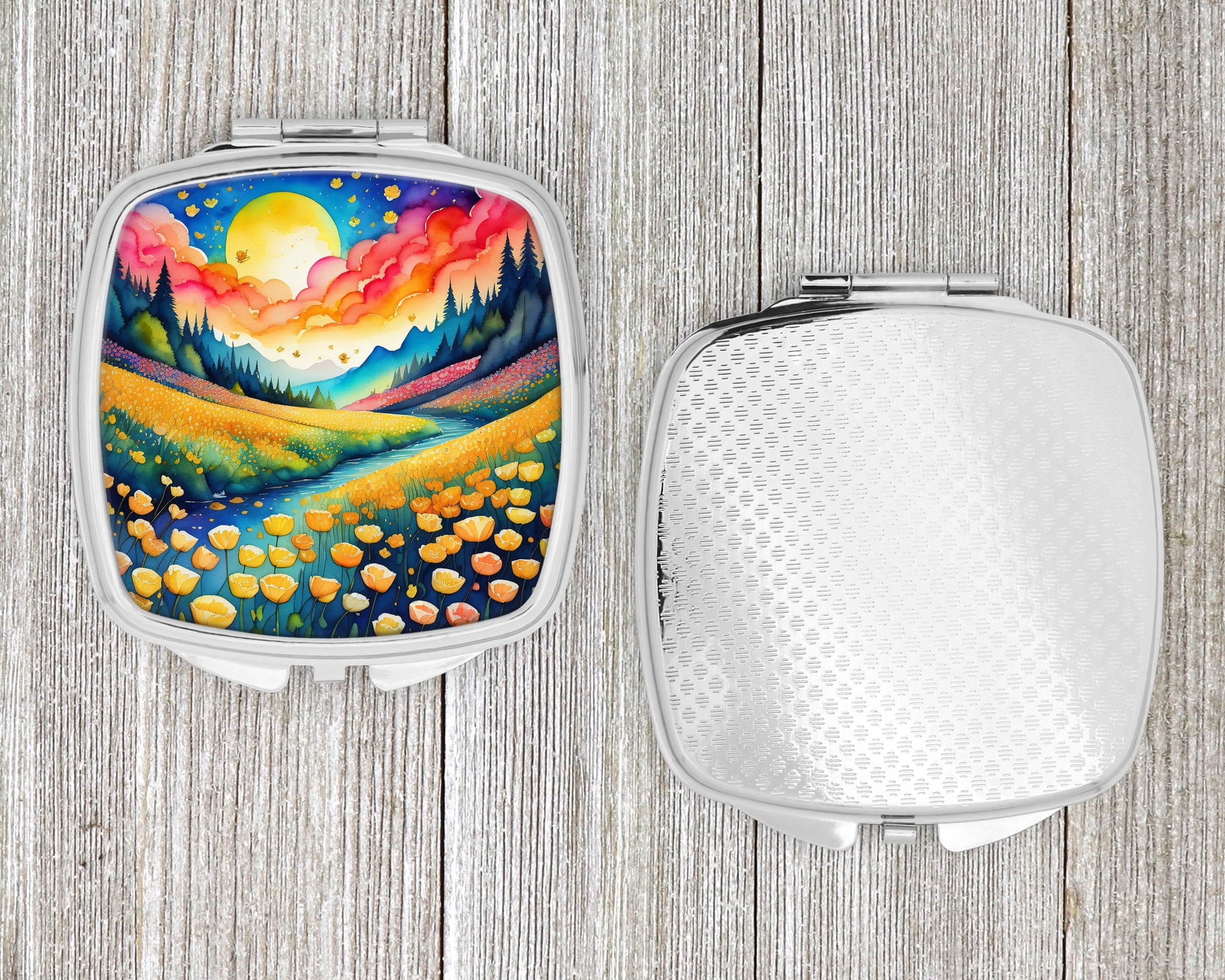 Colorful Buttercups Compact Mirror 2.75 in x 3 in