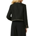 thumbnail image 3 of INSPIRE CHIC Women's Tweed Blazer Long Sleeve 2024 Fall Winter Elegant Work Cropped Jacket M Black, 3 of 4