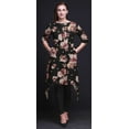thumbnail image 5 of Bimba Black Peony & Buttercup Floral Printed Asymmetrical Kurti Tops For Women Indian Summer Dress Tunic Medium, 5 of 6