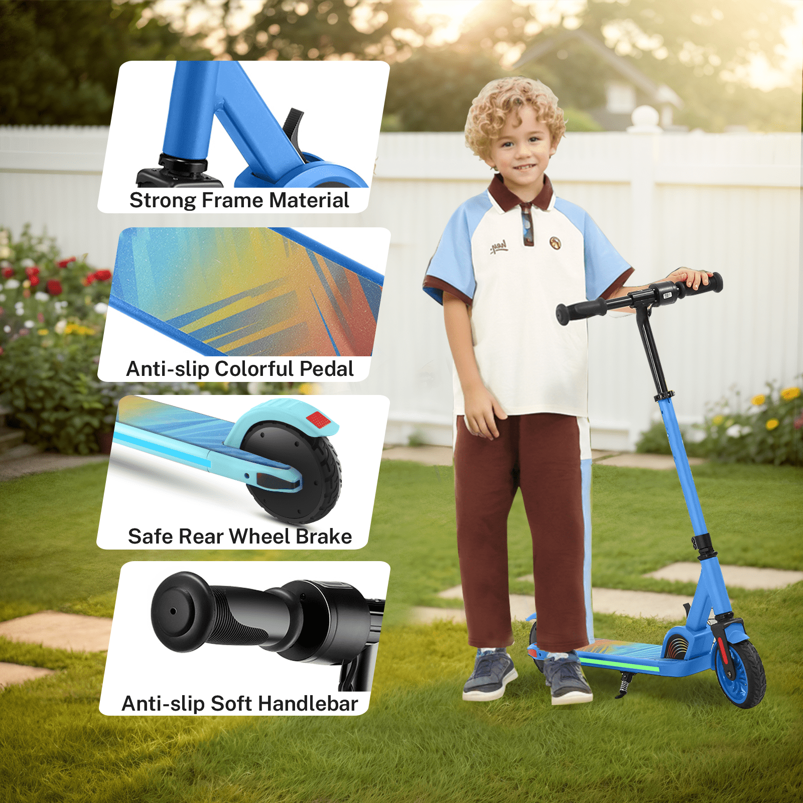 SANOPY 180W Electric Scooter for Kids, 3 Speeds and Height Adjustable,up to 10 mph, 80 Mins Ride Time,LED Visible Display for Kids Ages 6-14,Ideal Gifts for Kids