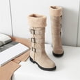 thumbnail image 6 of CHENge Boots for Women Knee High Casual Comfortable Breathables Cozy Thermal Lined Winter Boot for Womens Winter Snow Outdoor Footwear(Beige,7), 6 of 7