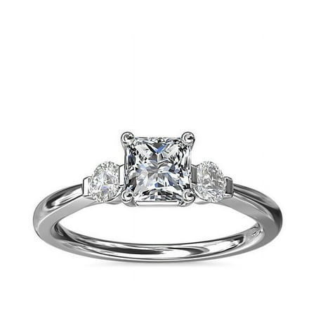 2.20 Carat New Princess Cut Moissanite 3-stone Engagement Ring for Women Solid 14K White Gold Size 7 by Diamond-Capitals
