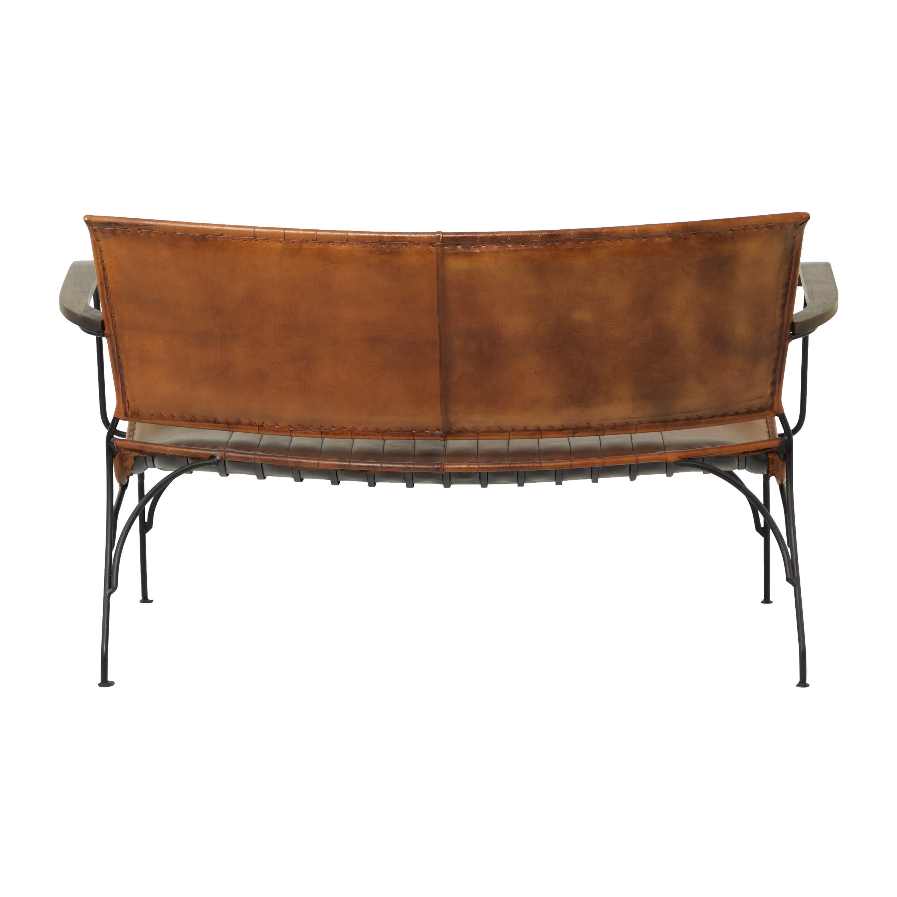 DecMode Leather Tufted Lounge Chair with Metal Legs, Brown