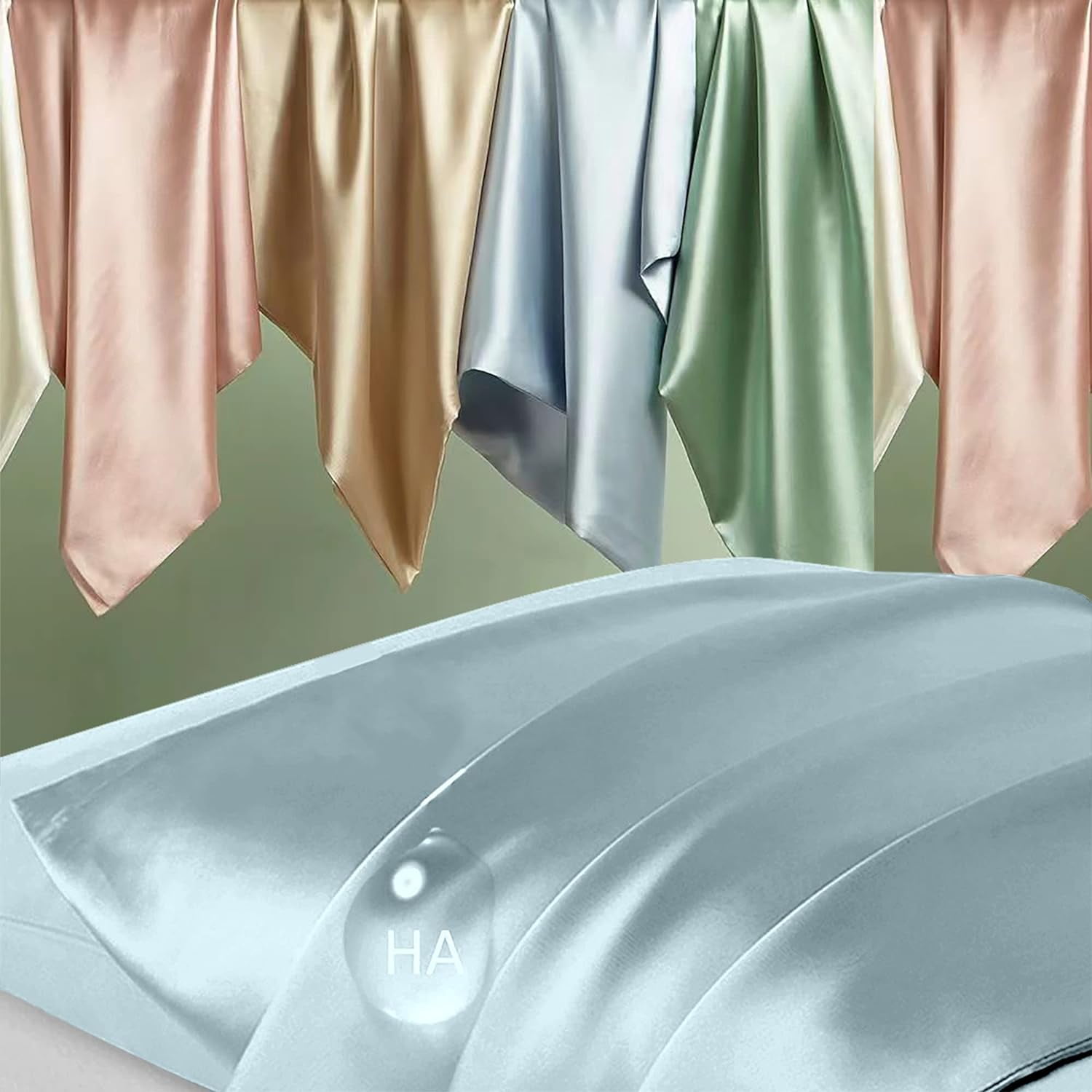 Silk Pillowcase for Hair and Skin, Mulberry Silk Pillow Cases King Size, Anti Acne Cooling Sleep Both Sides Natural Silk Satin Pillow Case Covers with Hidden Zipper, Gifts for Women Men, Aqua Blue