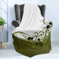 thumbnail image 4 of Olive Green Soft Flannel Fleece Throw Blanket, Wedding Inspired Floral Arrangement Flourishing Nature Print, Cozy Plush for Indoor and Outdoor Use, 70" x 90", Pale Green White, by Ambesonne, 4 of 5