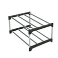 thumbnail image 3 of Mainstays 2-Tier Black and Silver Shoe Rack for Shoe Storage with Iron Poles & Plastic Connectors, Holds up to 4 Pairs, 3 of 9