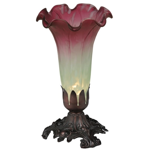 8"H Seafoam/Cranberry Pond Lily Accent Lamp