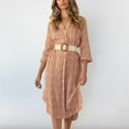 thumbnail image 5 of Women Plus Size Dresses Casual Long Sleeves Floral Print Button Down Dress V Neck Tshirt Boho Midi Dress Side Slit, 5 of 5