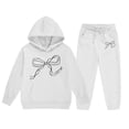 thumbnail image 4 of Girls Long Sleeve Hooded Pullover and Pants Set Soft Warm Sweatsuit Outfit for Toddler Kids, 4 of 4