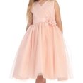 thumbnail image 2 of Little Girls Ruched V Neck Tulle Easter Pageant Gown Flowers Girls Dresses Blush 2 (M3B4K7), 2 of 4