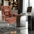 thumbnail image 4 of edx Executive Home Office Desk Chair, Ergonomic Big Tall High Back with Footrest & Lumbar Support, Reclining Comfy PU Leather Computer Gaming Chair with Swivel Wheels, Height Adjustable, Brown, 4 of 9